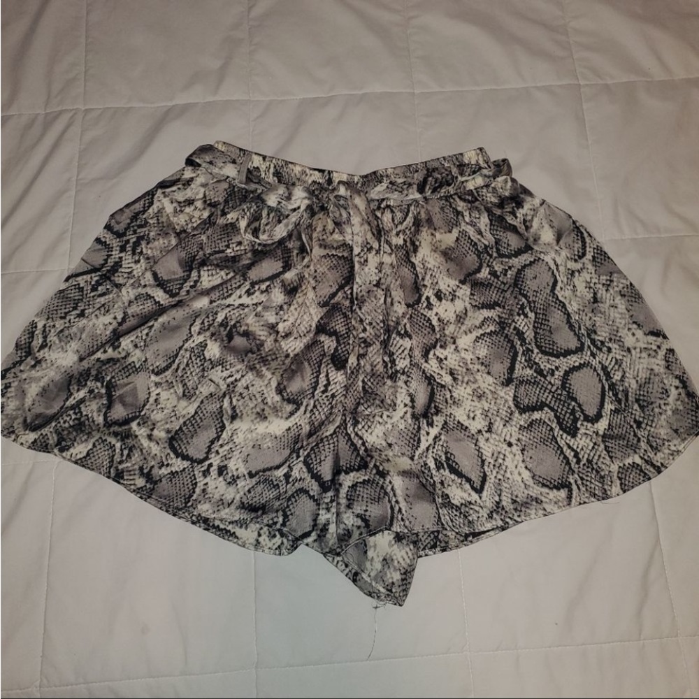 She + Sky Snakeskin Tie Waist Elastic Shorts